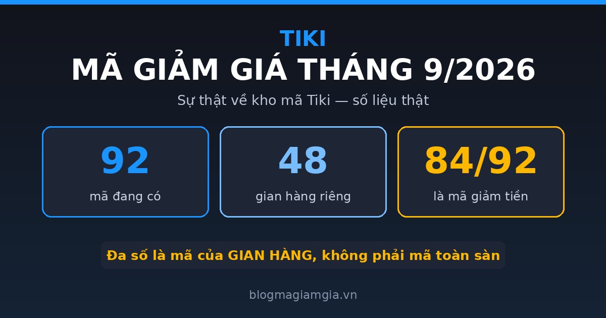 Mã Giảm Giá Tiki Tháng 9/2026